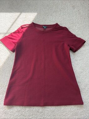 Women's Short Sleeve Crew Neck Top in Burgundy by Chaps